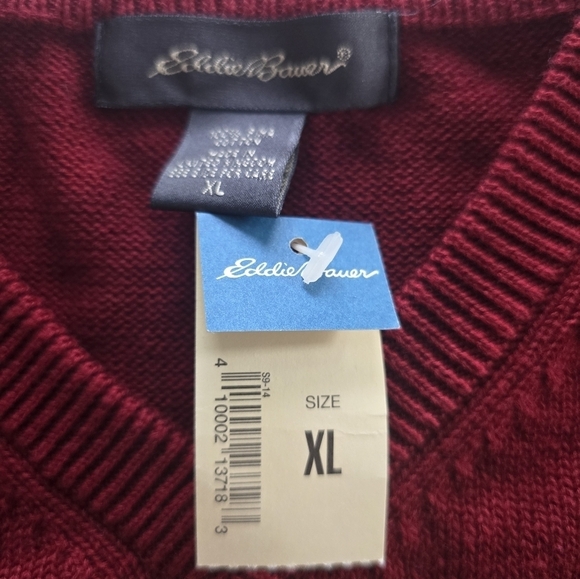 Eddie Bauer Sweater Men XL Red Long Sleeve Crew Neck Knit Gorpcore New - Picture 6 of 10